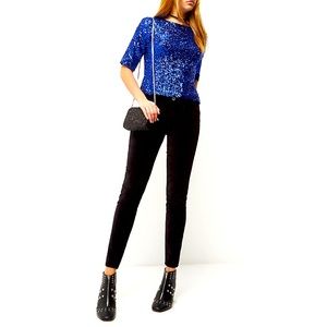Sparkly cobalt blue River Island blouse